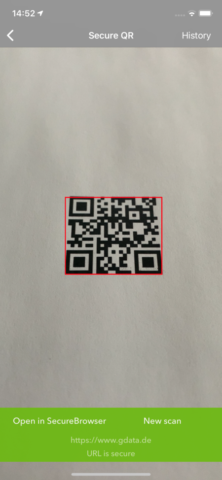 G DATA Mobile Security iOS: QR Code Scanner G DATA Mobile Security iOS: QR Code Scanner