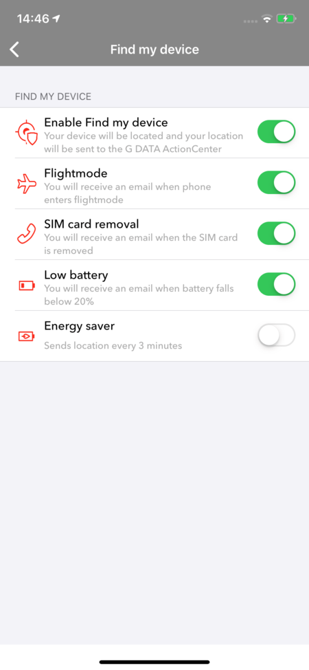 G DATA Mobile Security iOS: Encontrar dispositivo G DATA Mobile Security iOS: Encontrar dispositivo