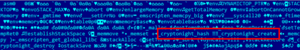 Bytecode of the Cryptonight coinminer that was compiled in Wasm. Highlighted are the module names “_cryptonight_hash” and “_cryptonight_create”.