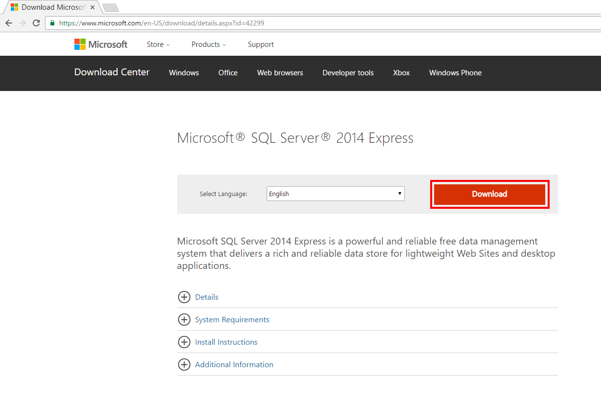 sql server express download link