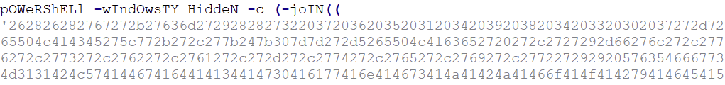 Figure 6: First PowerShell script (parameter and partially encrypted code)