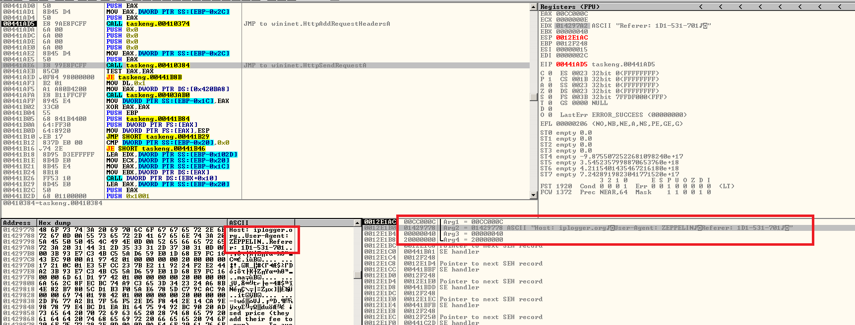 Discovery of victim’s IP address using iplogger.org